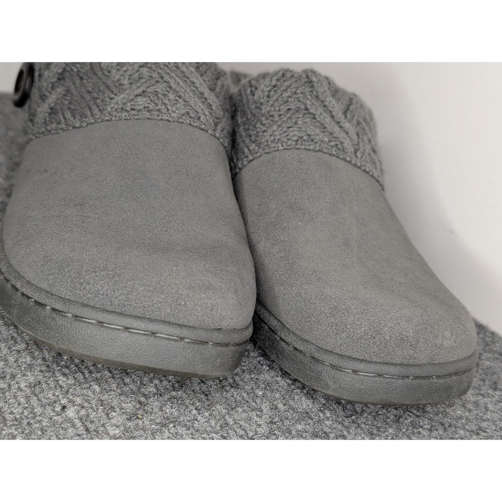 Clarks Slippers Womens 9 M Knit Collar Clog Gray Leather Casual Comfort Low Top - Picture 3 of 11